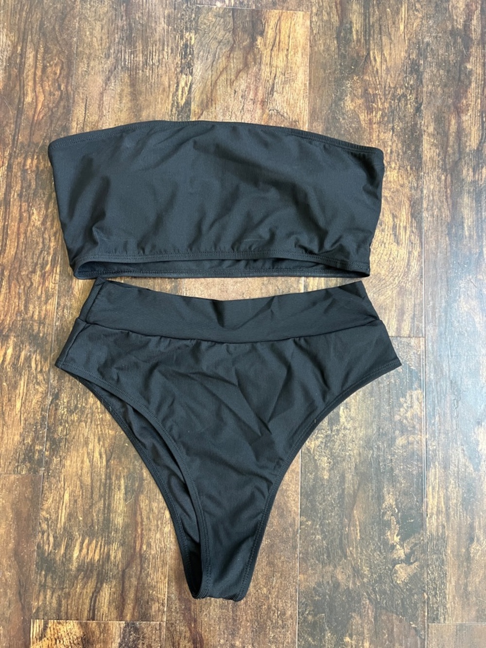 Amazon Black Strapless High-Waist Bikini Set